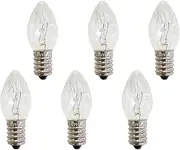 10W Light Bulb Incandescent Tungsten Salt Rock Lamp Bulb - E14 Small Screw Incandescent Lamps Night Light, Clear Candle Warm Yellow Light C7 Tungsten Bulbs, 220-240V 6 Pcs