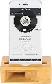 Bewinner Bamboo Wood Phone Sound Speaker Amplifier Mobile Phone Stand with Sound Amplifier Universal Portable Sound Amplifier for Mobile Phones Bamboo Wood Phone Dock Stand Holder