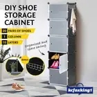 Stackable DIY Cube Shoe Storage Cabinet 20 Pairs Portable Organiser Stand Black