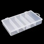 butterfunny 3 Pack 5-Grid Clear Plastic Fishing Tackle Accessory Box Fishing Tackle Storage Fishing Lure Bait Hooks Storage Box, 7x4.3x1.2inch