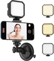 HzTinT Suction Cup Phone Mount with Rechargeable Light, Mirror Phone Holder with Light Shower Bathroom Kitchen, Mirror Tripod for TikTok YouTube Instagram Make Up Pics Video Content Creator