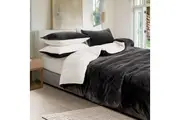 2 In 1 Teddy Sherpa Quilt Cover Set (Charcoal Super King) Quilt Covers