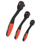 ABN Socket Ratchet Set - 3pc Ratcheting Wrench Set for 1/4, 3/8, 1/2in Sockets