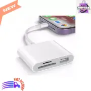 SD Card Reader for iPhone & iPad - USB Camera Adapter, Plug & Play, White