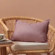 Natural Home ARDENNE Washed French Linen Rectangular Cushion with Oxford Edge Rose Pink 40x60cm