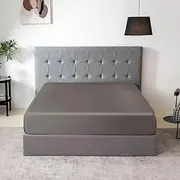 THXSILK 1 Pc Silk Fitted Sheet with Deep Pocket, 19 Momme Ultra Soft Mulberry Silk Bed Sheet -Machine Washable, Hypoallergenic, Durable-Double Size,Charcoal