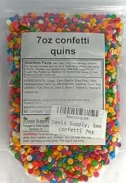 Oasis Supply Edible Confetti Sprinkles Cake Cookie Cupcake Quins Pastel Sequin 7 Ounces & 8 Colors (red,orange,yellow,green,blue,pink,purple,white)