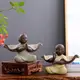 禪意小沙彌雕塑，紫砂小和尚茶寵擺件，茶桌室內飾品，創意家居收藏