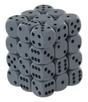 Chessex Opaque 12mm d6 Dark Grey w/ Black Dice Block - Set of 36