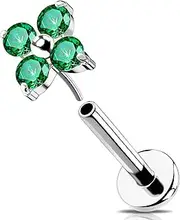 [OUFER] 16G Flower Helix Ring Threadless Conch Piercing Stainless Steel 316L Daith Jewellery 6/8 mm Clear Green and Black CZ Tragus Stud for Women Flat Back Earring