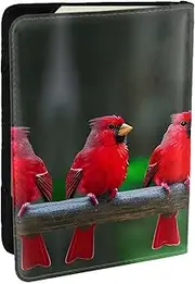 [GaxfjRu] Red Cute Birds Print Leather Passport Holder Covers Case, Waterproof Travel Wallet Passport Holder for Women Men, Black, One Size