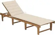Folding Sun Lounger with Cushion Solid Acacia Wood, Patio Sun Loungers
