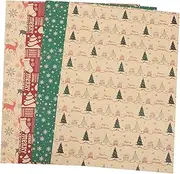 Abaodam DIY Craft Paper for Christmas 20 Sheets Wrapping Paper Snowflake Deer Print Perfect for Present Packaging
