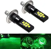 SOCAL-LED LIGHTING 2x H1 LED Fog Light Bulb Advanced 3030 SMD Bright Colorful Daytime Running DRL Lamp, Green