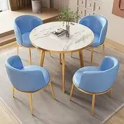 YUGXTH Office Reception Room Club Table and Chair Set, Negotiation Table and Chair Set, Conference Table with Chairs Set, Kitchen Dining Table Set for 4, for Lounge, Living Room(Blue)