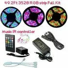 5M 10M 15M 3528 RGB LED Strip Lights Tape + IR Music Control Remote + Power