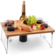 Portable Foldable Camping Wine Bottle Holder Table Travel Picnice Snacks Tray