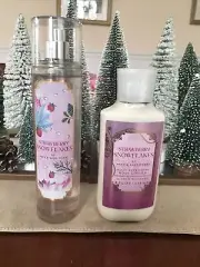 Bath and Body Works strawberry snowflake set, Mist and Body Lotion