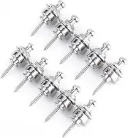 Kisangel 10pcs Electric Guitar Strap Buttons Silver Plated Mushrooms Head Secure Locking System for Electric Guitars Fit Easy Replacement Without Modifications