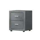 Artiss Bedside Table 2 Drawers Fabric Side Cabinet Storage Nightstand Grey New