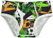 [Joisal] Soccer Ball Pattern Boy Underwear Size 8 Soft Briefs for Boys, Abstract Football Green Black, 4 Years