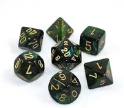 Chessex CHX27415 Polyhedral Dice, 7D Scarab Jade/Gold Set