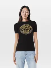 Black Medusa Embroidered T-Shirt