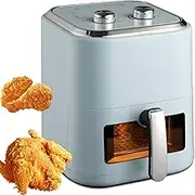 Digital Air Fryer, 5L 1350W Air Fryer with 8 Function, Adjustable Max 200°C Temperature and Visible Cooking Window, Countertop Convection Oven Easy Clean for Home, Grill, Bake Blue