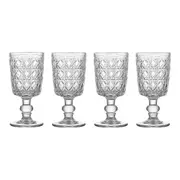 4pc Ecology Rattan Stemmed 265ml Glass Goblet Drinking Cup Glassware Set Clear
