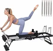 CRODRES Foldable Reformer Pilates,Foldable Pilates Machine Equipment for Home Machine with Adjustable Reformer Heights