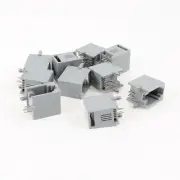 10 Pcs Unshielded RJ9 4P4C Network Modular PCB Connector Jacks Gray