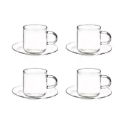 Coffee Culture Odin 90ml Borosilicate Glass Cup & Saucer Set 4