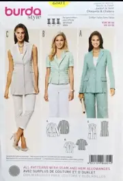 NEW BURDA SEWING PATTERN 6801 MISS'S TOP JACKET & VEST Sz. 10-20 UNCUT