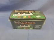 Texas Holdem Poker Game Set~ Hold’em Mat~ 2 Card Decks~ 200 Chips ~ Chips Rack