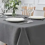 maxmill Jacquard Square Tablecloth Stain Resistant Waterproof Wrinkle Resistant Washable Soft Table Cloth, Fabric Table Cover for Dining Room, Indoor and Outdoor Use, 52 x 52 Inch, Charcoal