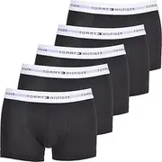 [Tommy Hilfiger] Men's Underwear Multipack 5-Pack Logo Waistband Trunks, Black/Black/Black/Black/Black, SM