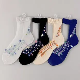 ◎Life Sense◎【日本製】女用透明刺繡短襪 造型襪 蕾絲短襪 襪子 22-24cm 140168