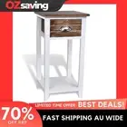 bedside cabinet nightstand drawer shelf brown white 30x30x63 2039