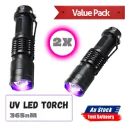 2pc 365 nM UV Ultra Violet LED Flashlight Blacklight Light Inspection Lamp Torch