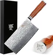 Sunlong Meat Cleaver 7 inch Home Chinese Chef Knife Kitchen Knife - Japanese Hammered Damascus Steel Blade - Rosewoode Handle
