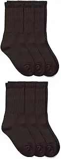 [Jefferies Socks] Big Boys' Seamless Sport Crew Half Cushion Socks (Pack of 6), Black