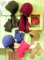 Knitting Pattern Country Woods Beanies + Easy Gloves Mitts Child Adult 8ply Wool