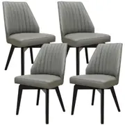 Shelby Set of 4 Dining Chair Genuine Leather Solid Rubber Wood Frame