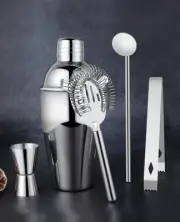 Bar Tools Drink Shaker Built-in Cocktail Strainer, Jigger, Mixing Spoon