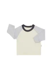 [Bonds] Bonds Baby Roomies Long Sleeve Ringer Tee in New Grey Marle/Sesame Seed Size: 3-6 Months, Aussie Cotton 3-6 Months New Grey Marle/Sesame Seed