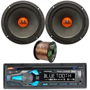 Dual XDM290BT 1-DIN Bluetooth Receiver 2x 6.5" 300W Woofer Car Speakers + Wire