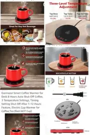 Gormazul Smart Cup Warmer (Coffee Tea) Desk/Office ▪︎3 Temp▪︎Auto Shut-Off▪︎NIB
