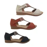 Step On Air Juniper Ladies Sandals Wedge Sole T Strap Heel In Dual Tab Adjusts