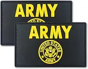 QQSD US Army Flag Patch Gold Crest Tactical Military Patches - PVC Hook and Loop Fastener, 2 Pack