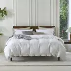 EVERLY 100% Pure Linen Duvet Cover Set Queen Size 90X90Inch 3pcs (1 Duvet Cov...
